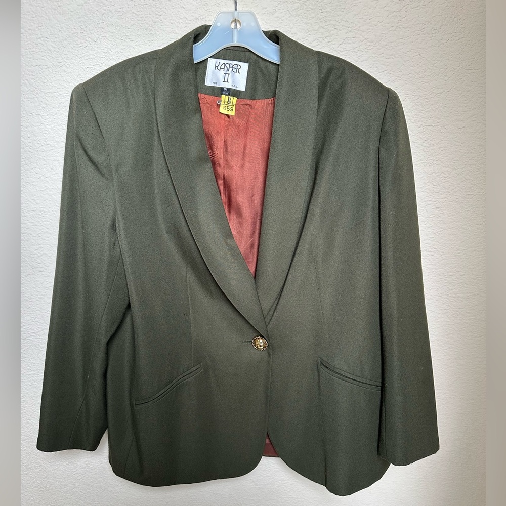 Vintage 90s KASPER ASL Womens Blazer Green with Buttons - Size 16
